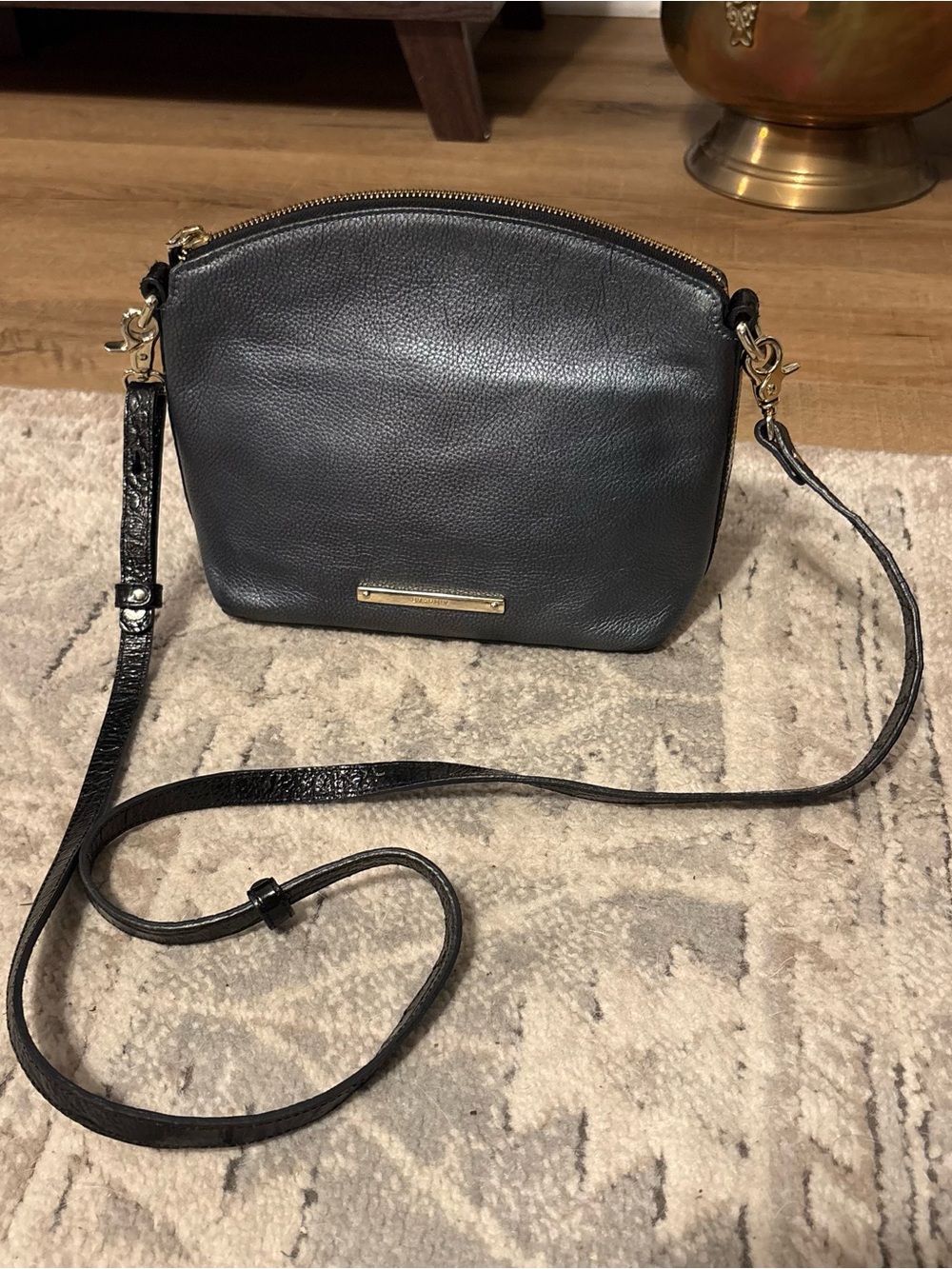 Brahmin Mini Duxbury Black Leather Crossbody Bag